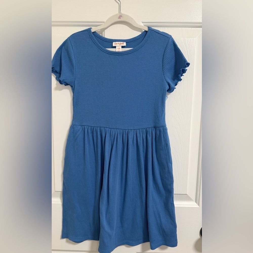 Cat & Jack Girls' Short Sleeve Ribbed Dress, Size M (8)